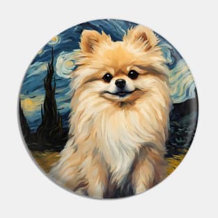 Pomeranian Dog Breed Painting in a Van Gogh Starry Night Art Style Pin