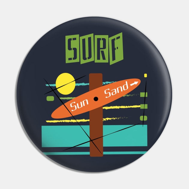 Surf Sun and Sand Pin by FruitflyPie