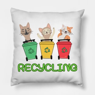 CUTE KITTIES RECYCLING GO GREEN Pillow