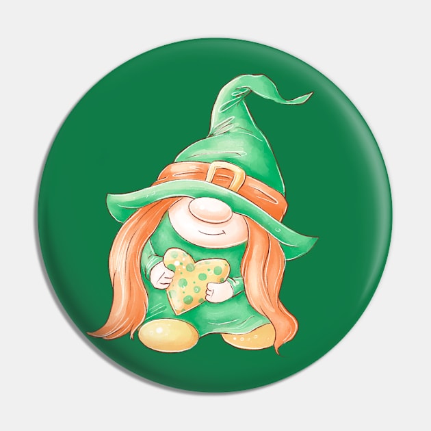 Girl St. Patrick's Day Gnome Pin by Wanderer Bat