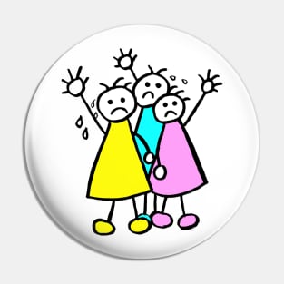 Stick People Wave Goodbye Pin