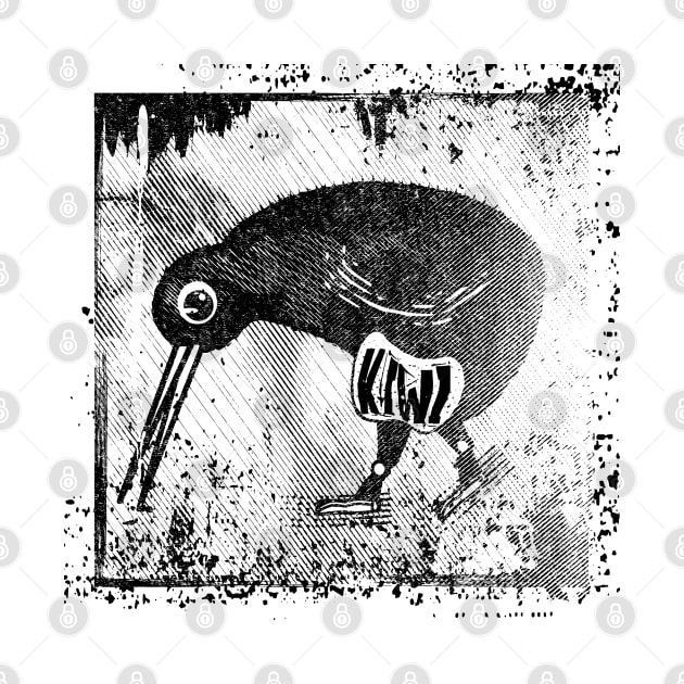 Kiwi bird wood print style by mailboxdisco