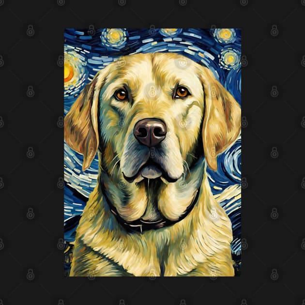 Labrador Retriever Dog Breed in a Van Gogh Starry Night Art Style by Art-Jiyuu