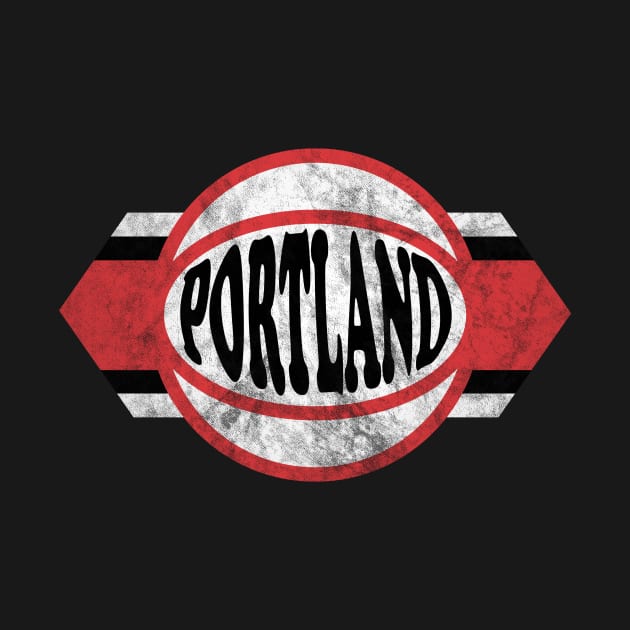 Portland Basketball retro and distressed ball and stripe by MulletHappens