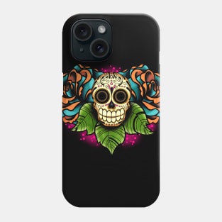 Sugar Skull and Roses - Dia de los Muertos Calavera - Day of the Dead Skull Phone Case