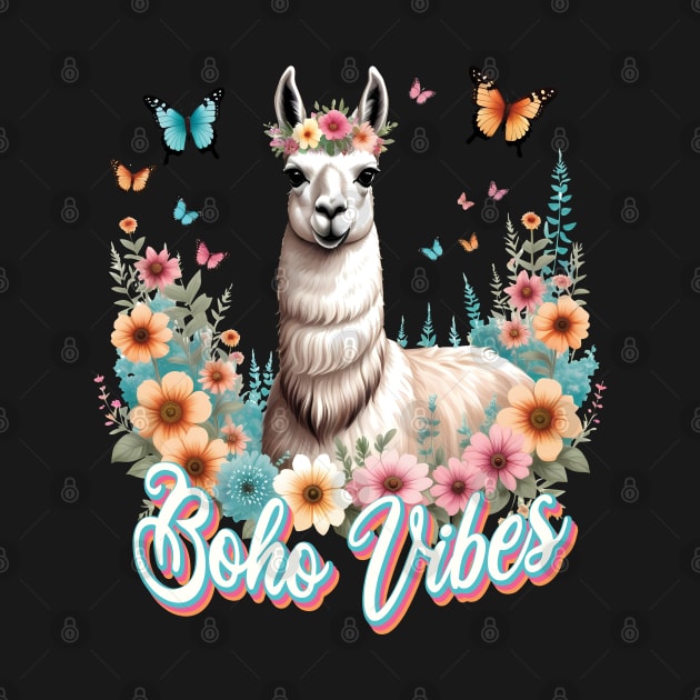 Boho vibes - Llama in Frowers by ArtfulTat