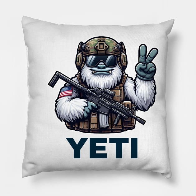 Tactical Yeti Pillow by Rawlifegraphic