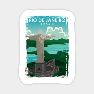 Rio De Janeiro Travel Poster in a vintage and minimal style. Magnet