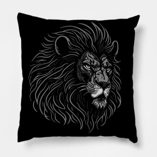 Majestic Lion Head - monochromatic Pillow