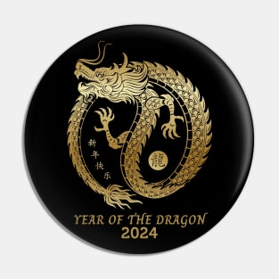 Golden Chinese Year of the dragon 2024 Pin