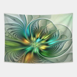 Colorful Fantasy Modern Abstract Flower Fractal Tapestry