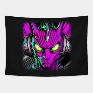 Angry cat cyberpunk Tapestry