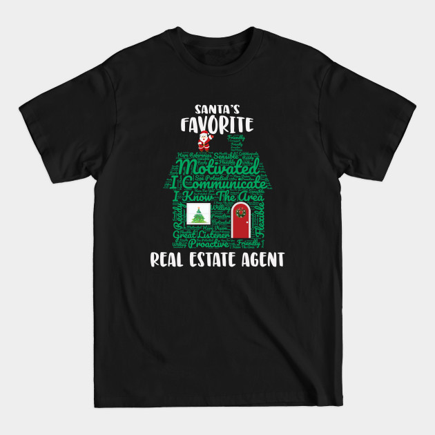 Discover Santas Favorite Real Estate Agent Christmas Word Cloud - Real Estate Agent - T-Shirt