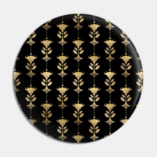 Damask Motifs in Black and Gold Vintage Faux Foil Art Deco Vintage Foil Pattern Pin