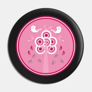 Bird medallion in pink Pin