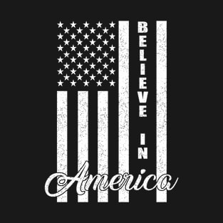 Believe in America Vintage US Flag Patriotic American T-Shirt