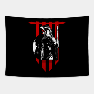 Cool Spartan Warrior With Banner Tapestry