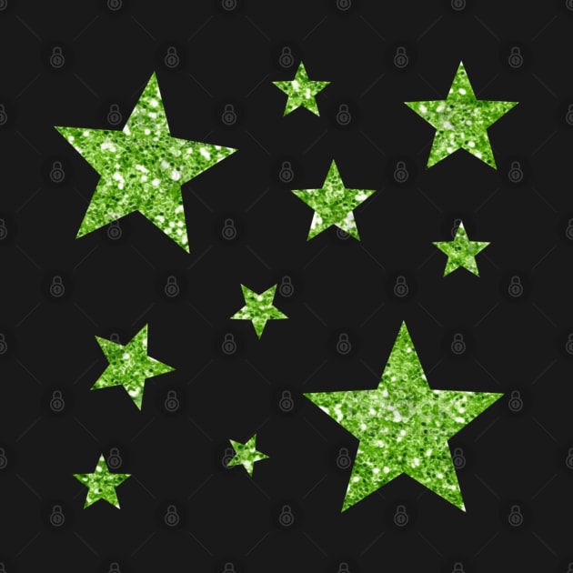 Green Faux Glitter Stars by Felicity-K