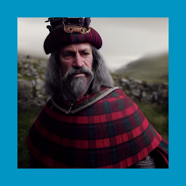 Scottish Highlander in Clan Tartan by Grassroots Green