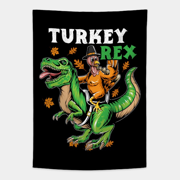 Turkey Rex Dinosaur Thanksgiving Turkey Day For Boys Celebrate Thanksgiving Funny Thanksgiving Tapestry by dianoo