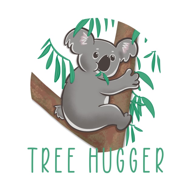 Cute koala nomming on leaves illustration Tree Hugger by SusanaDesigns