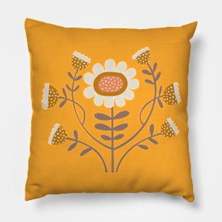 Arts and Crafts Folk Floral - Caramel, peach and Mocha - floral design by Cecca Designs Pillow