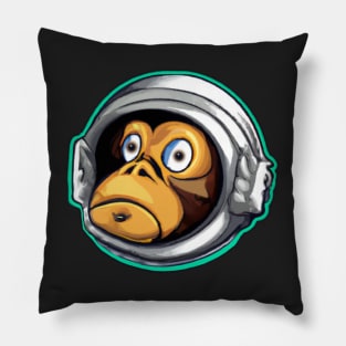 Astraminals Cartoon Monkenaut Head Green Pillow