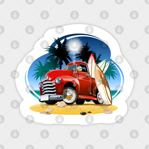 Cartoon retro pickup Magnet by Mechanik