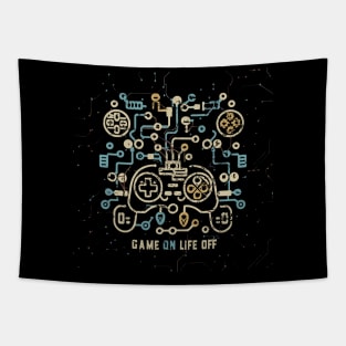 Game On, life Off digital theme Gaming Tapestry