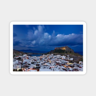 Night falling in Lindos - Rhodes island Magnet