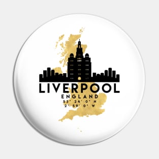 Liverpool England Skyline Map Art Pin