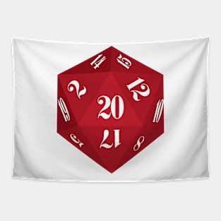 Red 20-Sided Dice Design Tapestry