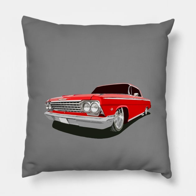 1962 Chevy Impala - stylized color Pillow by mal_photography