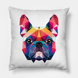 French Bulldog Geometric Portrait - Vibrant Pillow