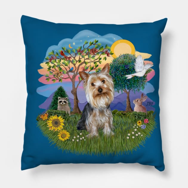 A Scenic Meadow with a Silky Terrier Pillow by Dogs Galore and More