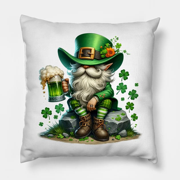 St Patricks Day Leprechaun Pillow by Chromatic Fusion Studio