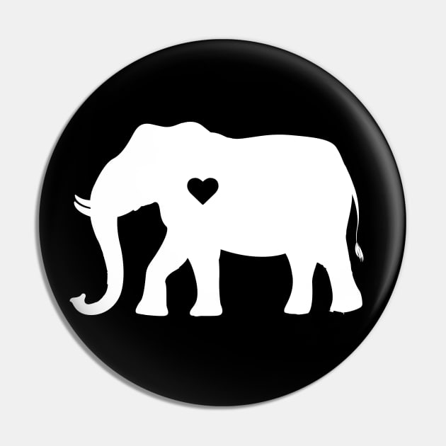 Elephant Heart Silhouette Pin by LetsBeginDesigns