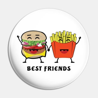 Best Friends - Burger and Fries - Funny Illustration Pin