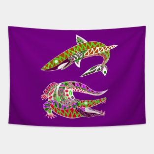 wild kings in animal pattern ecopop Tapestry