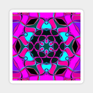 Cartoon Mandala Flower Blue Pink and Purple Magnet