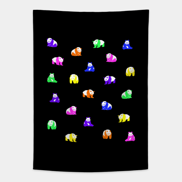 Panda Pattern in Rainbow Brights Tapestry by OneThreeSix