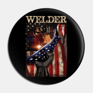 Welder American Flag Patriotic Pin