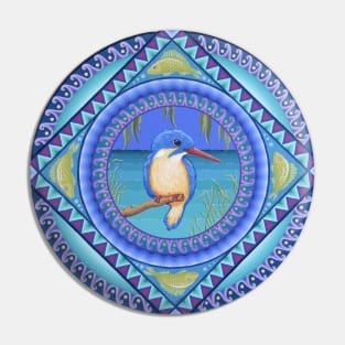 Kingfisher Bird Mandala Pin