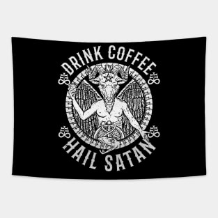 Drink Coffee Hail Satan I Satanic Baphomet print Tapestry