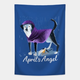 Raincoat puppy an April angel #1 Tapestry