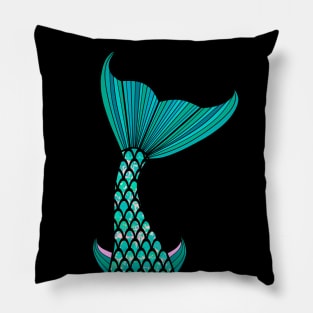 Sirens Of The Sea Mermaid Tail Blue And Pink Pillow