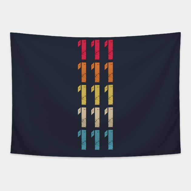 Repeating Numbers Three 111 Retro Vintage Distressed Tapestry by Inspire Enclave