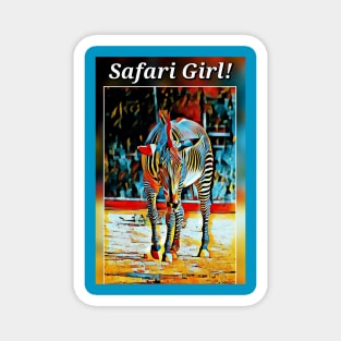 Safari Girl Zebra - Teal Magnet