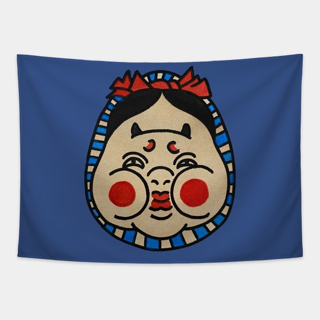 Traditional Tattoo Japanese face kuniyoshi head Tapestry by JAYANAWI PROJECT