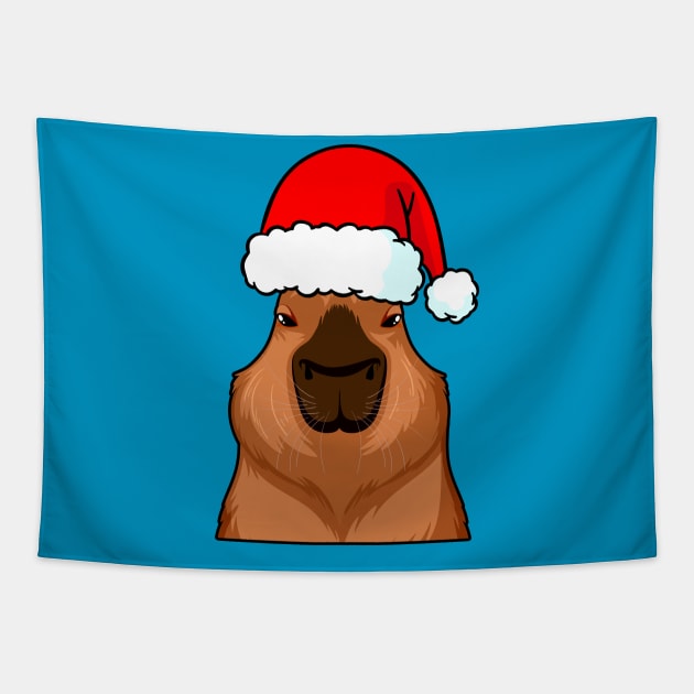 Christmas Capybara Tapestry by Oremoro